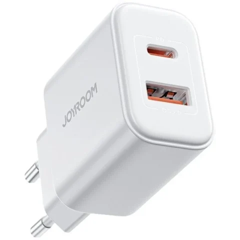 Joyroom Incarcator Retea JR-TCF05 1x USB 1x USB-C 20W Cablu USB-C la Lightning 1M Inclus Alb