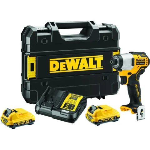 DeWALT Masina de gaurit Cordless Impact Wrench DCF801D2, 12 Volt, 1/4 yellow/black, 2x Li-ion batteries 2.0 Ah, in T STAK box