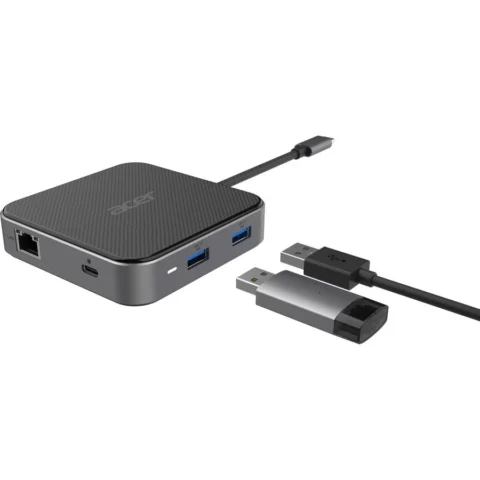 Acer Docking Station 7-in-1 Mini Dock HDMI DP USB-A USB-C LAN Black/Silver Acer Docking Station 7-in-1 Mini Dock HDMI DP USB-A USB-C LAN Black/Silver