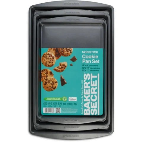 Bakers Secret Set Tavi Cuptor 3 Piese Tavi Antiaderente Dreptunghiulare pentru Prajituri si Gatit
