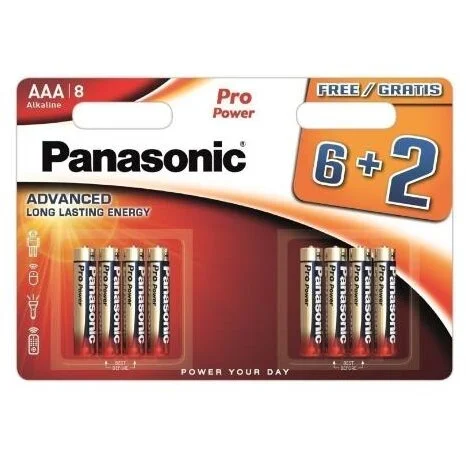 Panasonic Baterii Alcaline Pro Power LR03PPG/8BW AAA 1.5V Blister 8 Bucati