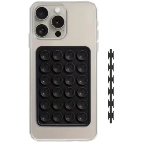 Lemontti Suport Silicon Duo cu Ventuze pentru Telefon Negru