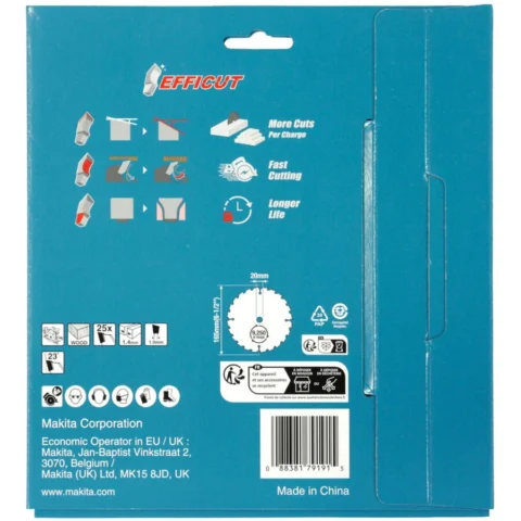 Makita circular saw blade EFFICUT B-62985-2, O 165mm, 25 teeth, 2 pieces, 20mm bore, for cordless saws