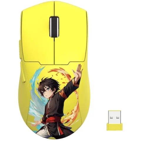 Redragon Mouse Gaming Wireless Bluetooth Si Cu Fir K1ng Max Anime Galben
