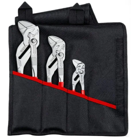 KNIPEX pliers wrench set, 3 pieces (red, in folding bag)
