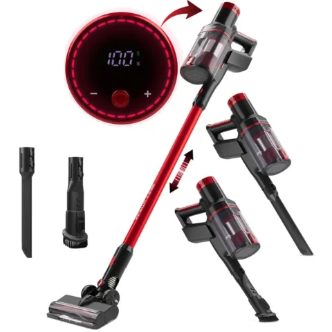 ProfiCare Aspirator cordless vacuum cleaner PC-BS 3136 A, upright vacuum cleaner anthracite/red, canister vacuum cleaner + handheld vacuum cleaner