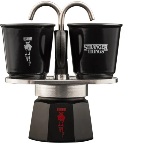 Bialetti Set Cafetiera Moka MINI EXPRESS Stranger Things Capacitate 0.1L cu 2 Cesti Espresso Negru