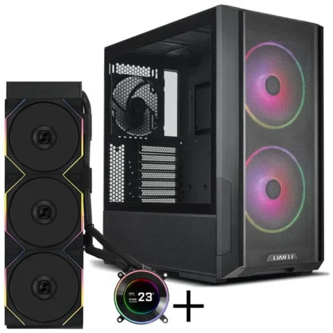 Lian Li Carcasa LANCOOL 216 Bundle + HYDROSHIFT II LCD-C 360TL AiO Negru