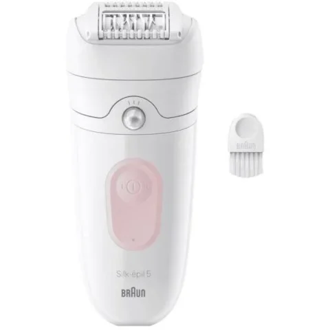 Braun Epilator Silk-épil 5 5-000 Wet & Dry Autonomie 40 Minute Alb/Roz