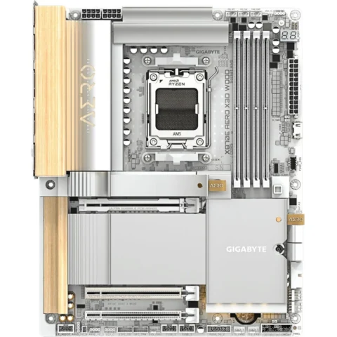 Gigabyte Placa de baza X870E AERO X3D Wood AMD AM5 ATX Motherboard Silver Wood
