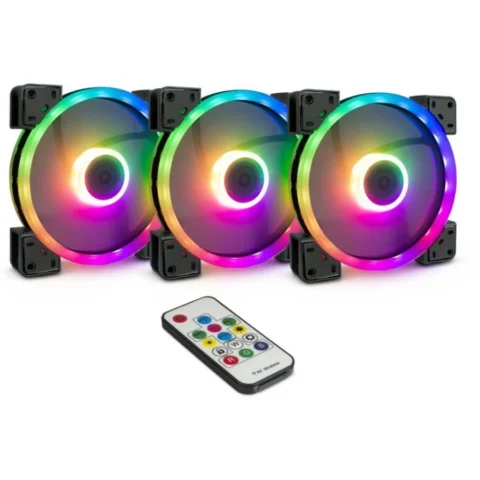 Inter-Tech Set 3 Ventilatoare RS-14 140mm Iluminare ARGB