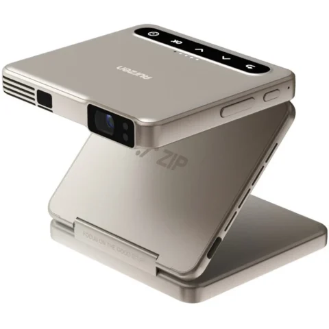 Aurzen Mini Proiector Zip Tri-Fold Bluetooth cu Incarcator si Geanta Transport Titanium Gold