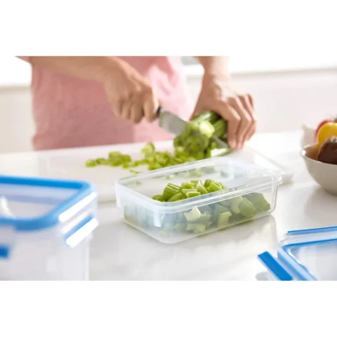 Emsa CLIP & CLOSE food storage container 0.8 liters (transparent/blue, rectangular, classic format)
