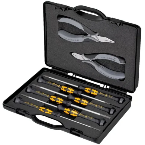 KNIPEX electronics pliers set ESD, 8 pieces (black/gray, ESD version, electrically dissipative)