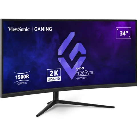 Viewsonic Monitor VX3418C-2K, gaming monitor – 34 – black, UWQHD, VA, curved, Free Sync Premium, 180Hz panel
