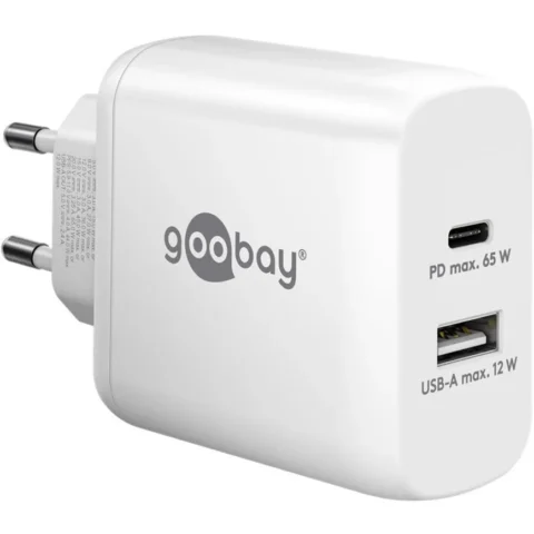 Goobay Incarcator Retea 65410 GaN 65W 1x USB-C Power Delivery 1x USB-A Alb