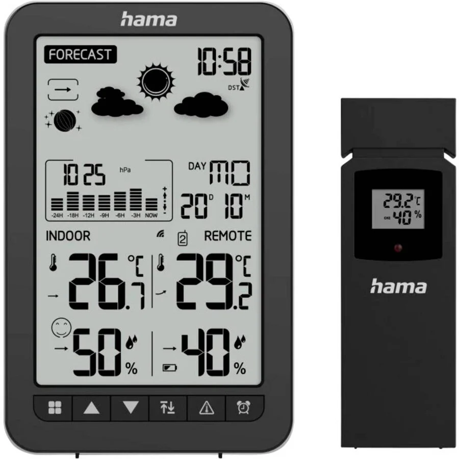Hama Statie Meteo Ko Samui cu Senzor Exterior Ceas DCF Negru