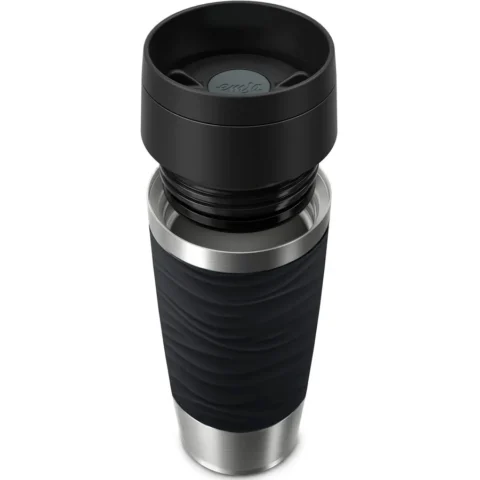 Emsa TRAVEL MUG Waves thermal mug, black/stainless steel, 0.36 liters