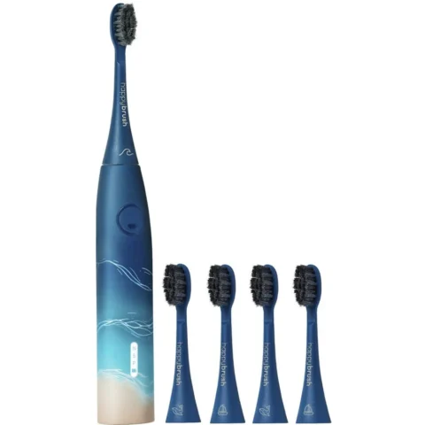 Happybrush ECO VIBE 3 Starter Kit Ocean + 4 Refills, Electric Toothbrush blue/beige