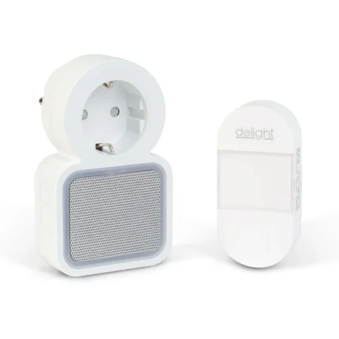 Delight Sonerie Wireless Kinetica cu Priza Integrata 150m 38 Melodii LED IP44 fara Baterii