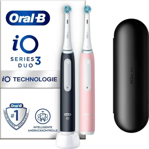 Braun Oral-B iO Series 3N Duo, electric toothbrush (black/pink, matt black//blush pink incl. 2nd handpiece)