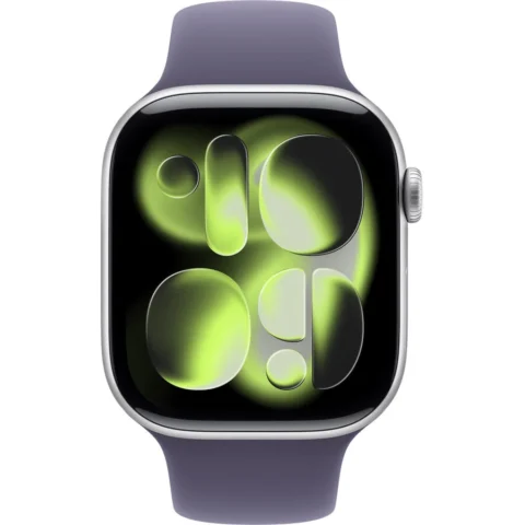 Apple GPS Watch Series 11, smartwatch silver, aluminum, 46 mm, sport strap mist purple S/M