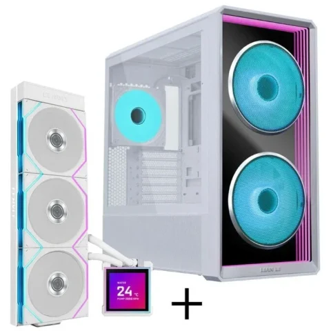 Lian Li Carcasa LANCOOL 217 INF Bundle + HydroShift II LCD-S 360TL AiO Alb