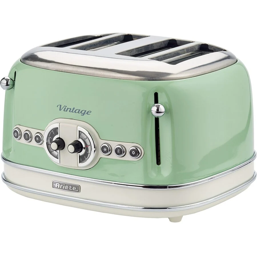 Ariete Prajitor de paine Vintage 4-slot toaster 156 (light green, 1,600 watts, for 4 slices of toast)