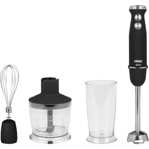 Princess Blender de Mana 221220 Bol 0.8L Chopper 0.5L 800W Negru