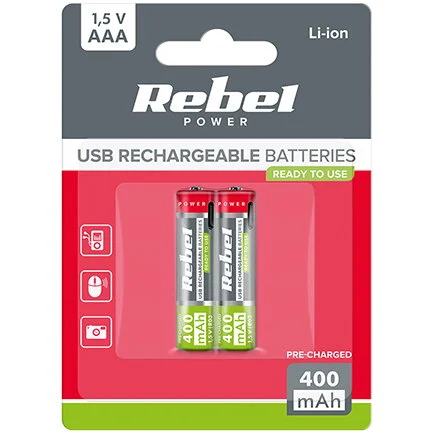 Generic ACUMULATORI LI-ION AAA R3 400MAH USB-C BLISTER 2 REBEL