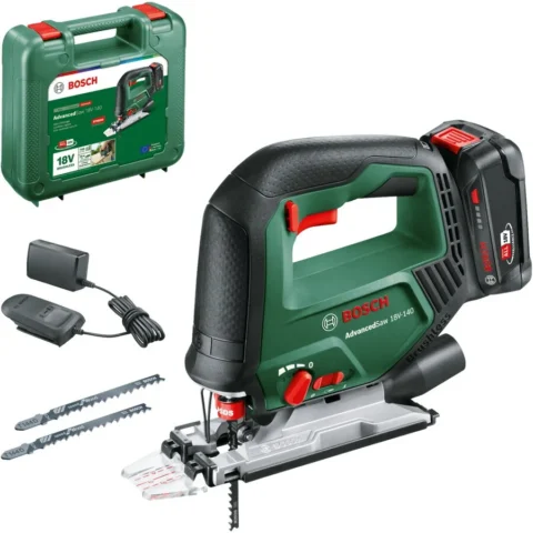 Bosch Powertools Bosch DIY & Garden Cordless Jigsaw AdvancedSaw 18V-140 green, Li-ion battery 2.0Ah, case, POWER FOR ALL ALLIANCE