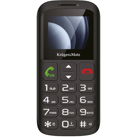 KrugerMatz Telefon Mobil Seniori Buton SOS Ecran 1.77inch Negru