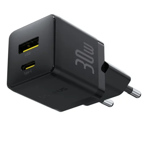 Baseus Incarcator Palm, 1x USB-C, 1x USB-A, 30W, Negru