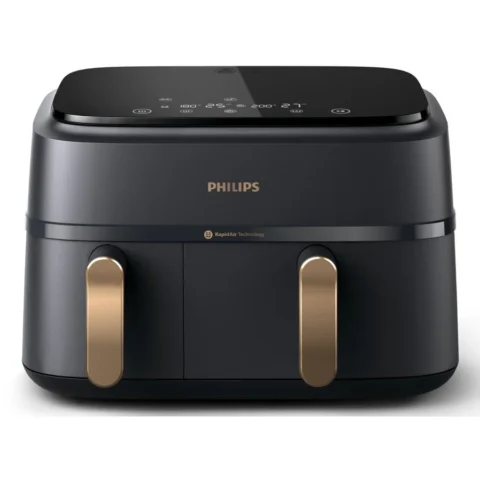 Philips Friteuza 3000 Series Cos Dual Aer Cald 8 Programe 9L Negru