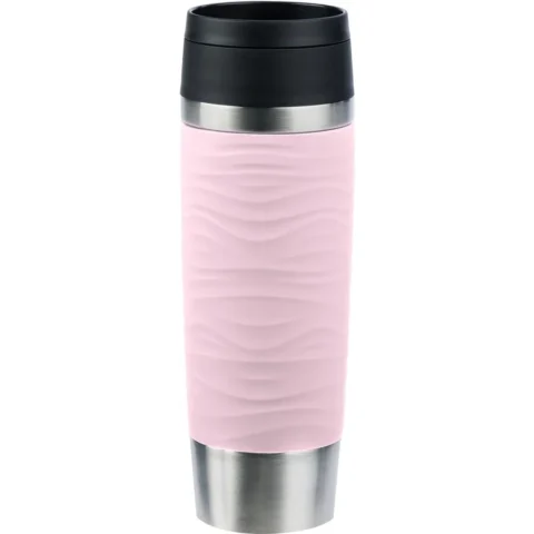 Emsa TRAVEL MUG Waves Grande thermal mug (light pink/stainless steel, 0.5 liters)