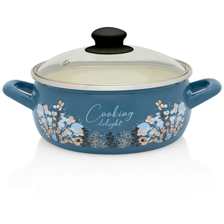 Metalac Cratita Blue Cooking Delight Capacitate 2.9L Diametru 20CM Capac Sticla Albastru