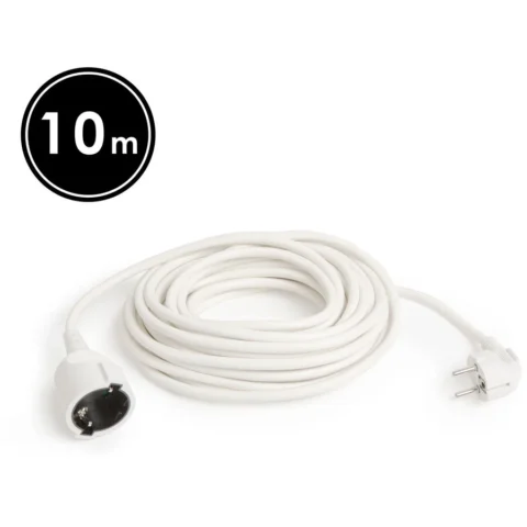 Delight Prelungitor Electric 10m 6A 250V Cablu 3×1.5mm Stecher 90 Grade Uz Interior/Exterior Alb