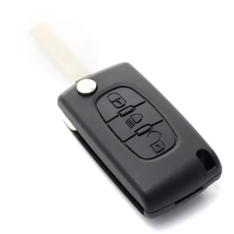 Carguard Carcasa pentru Cheie Citroen / Peugeot 307 Tip Briceag cu 3 Butoane Lama VA2-SH3 cu Suport Baterie Negru