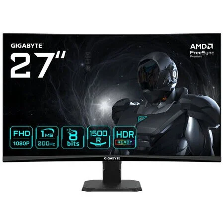 Gigabyte Monitor GS27FCA 27inch Full-HD 200Hz VA-Panel Adaptive-Sync Negru