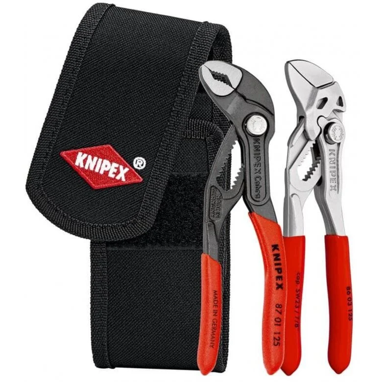 KNIPEX mini pliers set, in tool belt bag, pliers set (red/black, 2 pieces)