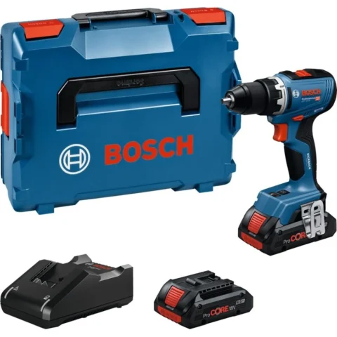 Bosch Powertools Bosch Professional cordless drill/driver GSR 18V-65 Professional, 18Volt blue, 2x Li-Ion battery ProCORE18V 4.0Ah, in L-BOXX