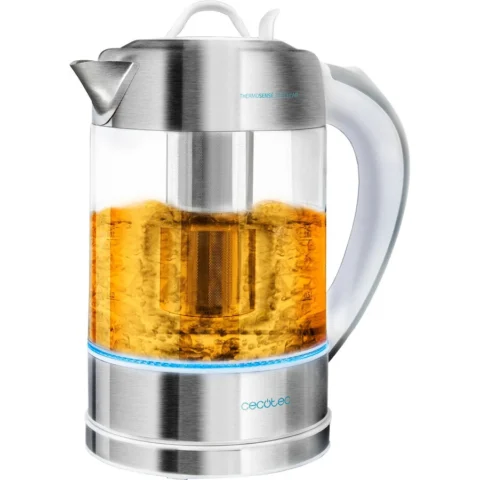 Cecotec Fierbator ThermoSense 370 Clear Electric Kettle (stainless steel/transparent, 2,200 watts, 1.7 liters)