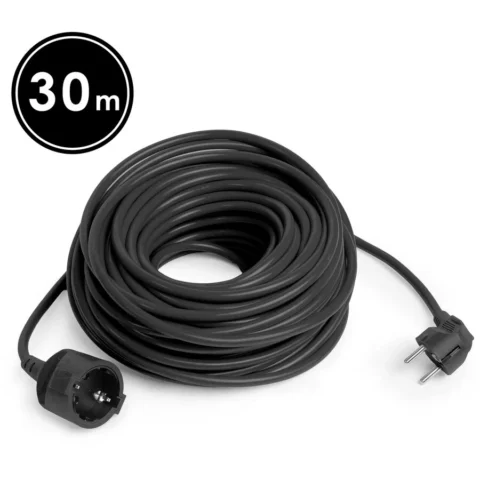 Delight Prelungitor Electric 30m 16A 250V Cablu 3×1.5mm Stecher 90 Grade Uz Interior/Exterior Negru