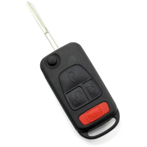 Carguard Carcasa pentru Cheie Mercedes Benz Tip Briceag 3 Butoane Lama pe Stanga Lama 2 Piste Buton Panica Negru