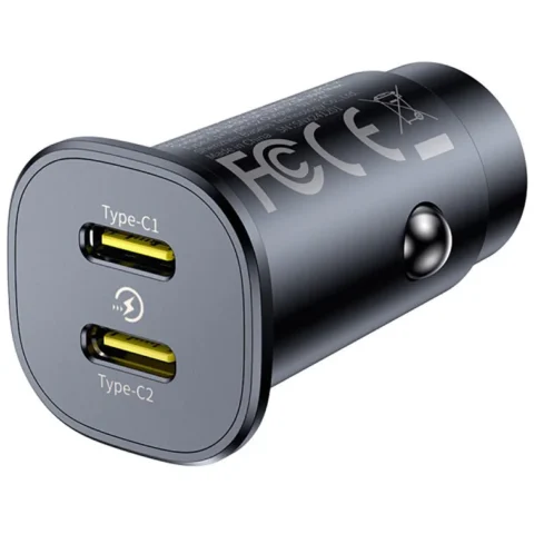 Baseus Incarcator GoTrip, 2xUSB-C, 30W, 3A, Negru