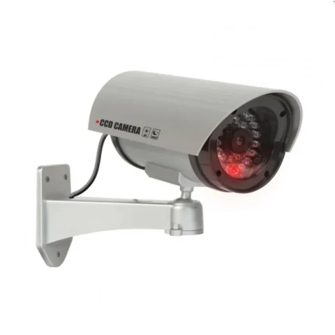 Delight Camera Falsa de Supraveghere CCTV LED Intermitent Rotativa 360 cu Cablu Baterii AA Interior Argintiu