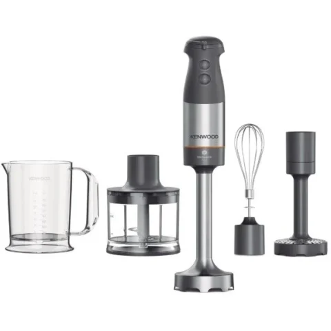 Kenwood Blender de Mana Triblade XL+ HBM60.307GY 1000W Pahar Gradat 0.7L Tocator 0.5L Accesoriu Piure Tel Viteza Variabila Gri/Argintiu
