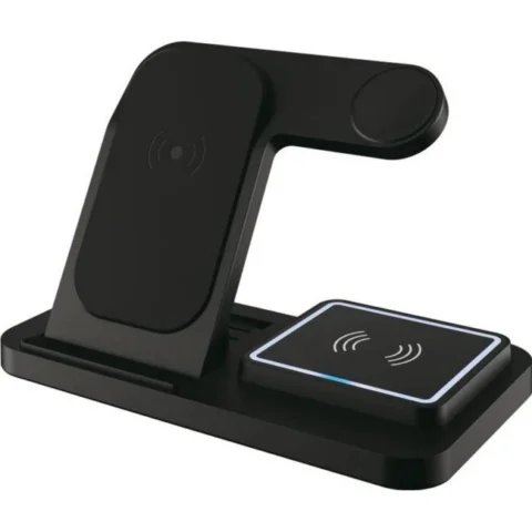 Teltech Incarcator 3in1 Wireless Inductive Charger + Desk Holder 15W Negru
