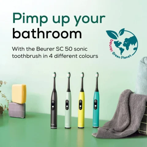 Beurer SC 50 Splashy Lemon Green Planet, Electric Toothbrush yellow, incl. 2 brush heads