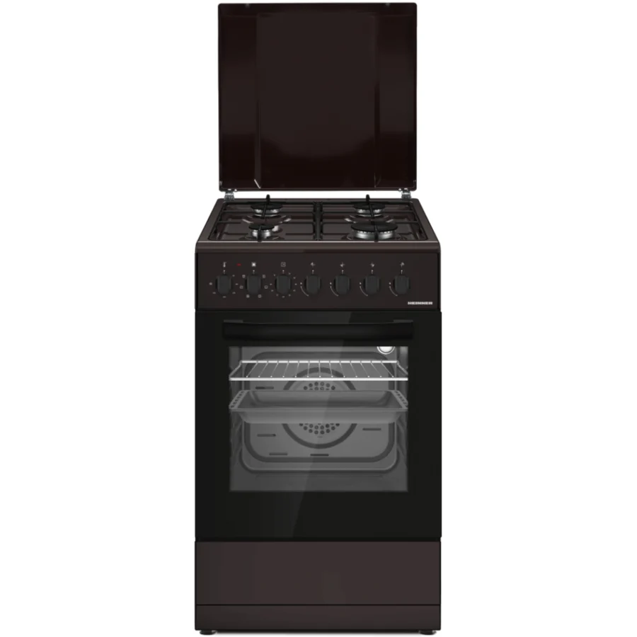 Heinner Aragaz Mixt HFSC-S60LITGC-BRW 4 Arzatoare Gaz Cuptor Electric Maro